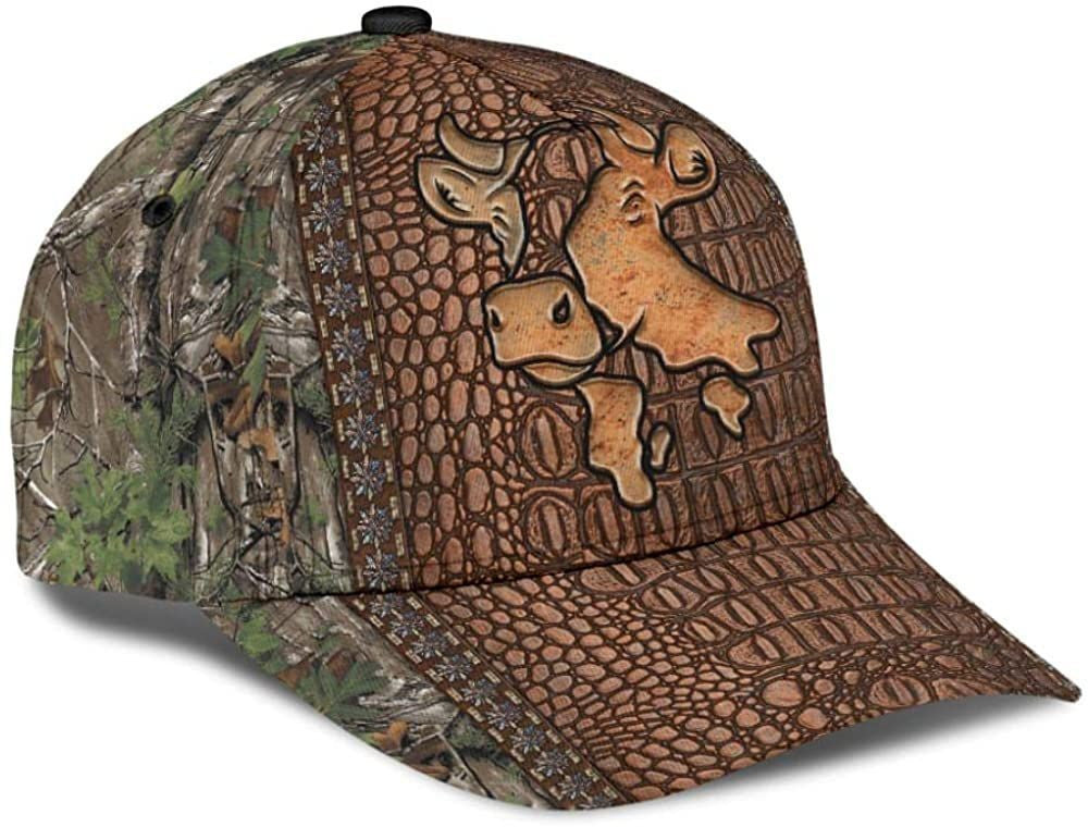 Cow Farm Animal Tree Dry Skin Style Large 3D Printed Unisex Hat Classic Caps Baseball Caps, Curved Snapback Trucker Hats Custom Hats Gifts For Men & Women