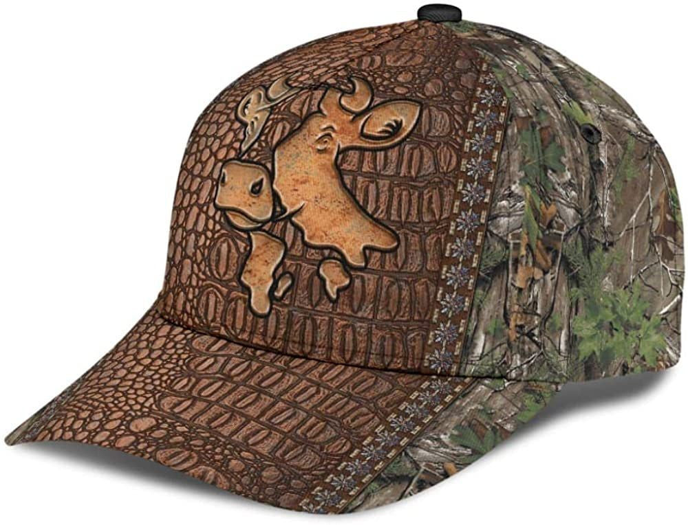 Cow Farm Animal Tree Dry Skin Style Large 3D Printed Unisex Hat Classic Caps Baseball Caps, Curved Snapback Trucker Hats Custom Hats Gifts For Men & Women