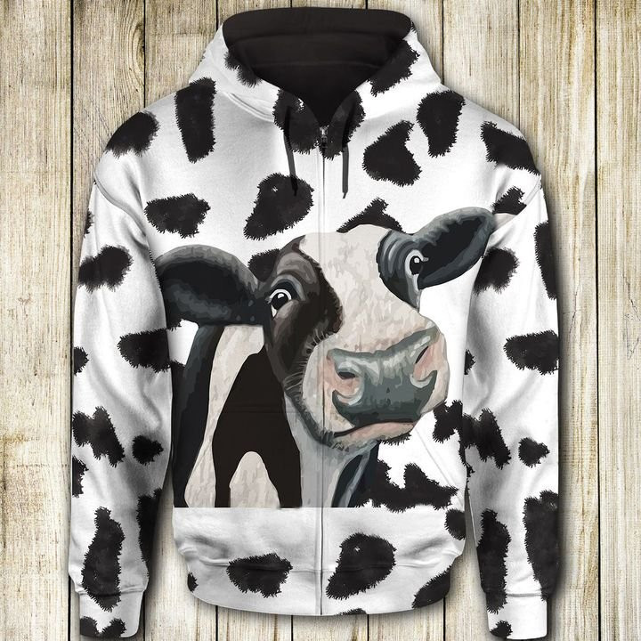Cow Funny Face 3D All Over Print Hoodie, Zip Hoodie