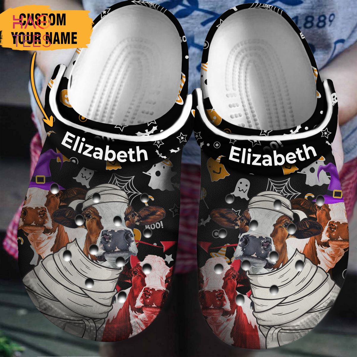 Cow Halloween Animal Crocs Crocband Clogs Shoes Comfortable For Men Women and Kids