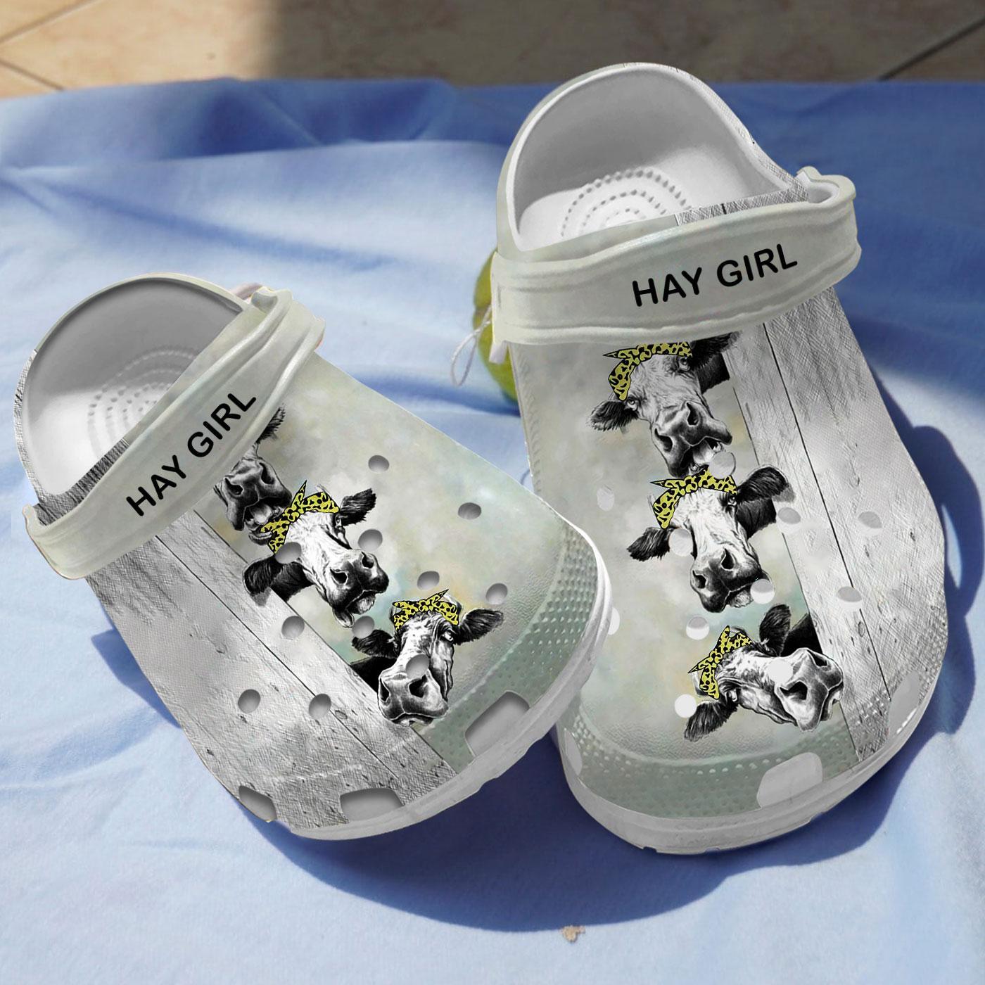 Cow Hay Girl Crocs Crocband Clogs Shoes Comfortable For Men Women and Kids