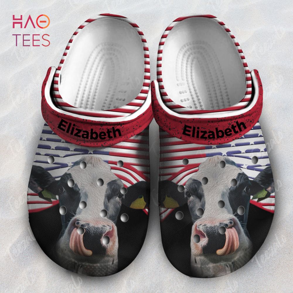 Cow Hole America Flag Animal Crocs Crocband Clogs Shoes Comfortable For Men Women and Kids