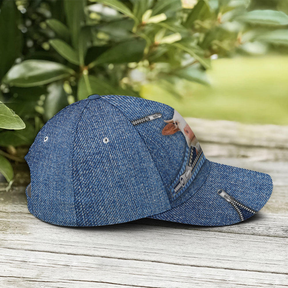 Cow Jean Zipper Style Baseball Cap Trucker Hats Custom Hats Gifts For Men & Women