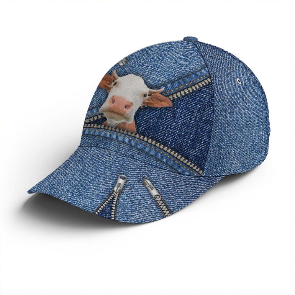 Cow Jean Zipper Style Baseball Cap Trucker Hats Custom Hats Gifts For Men & Women
