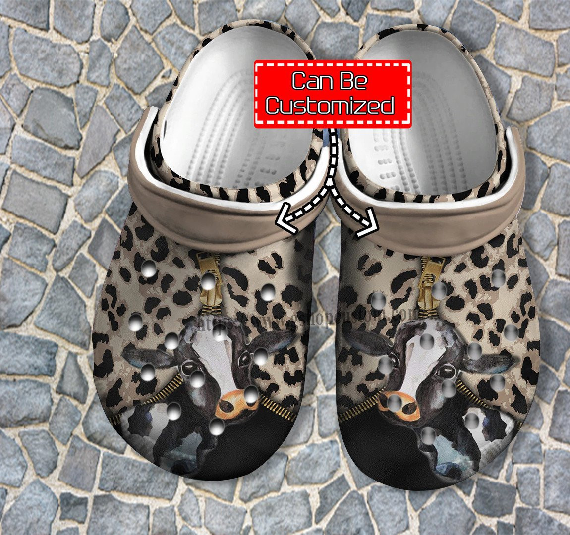 Cow Leopard Leather Shoes Gift Cow Girl - Farm Country Girl Cow Lover Shoes Croc Clogs Customize