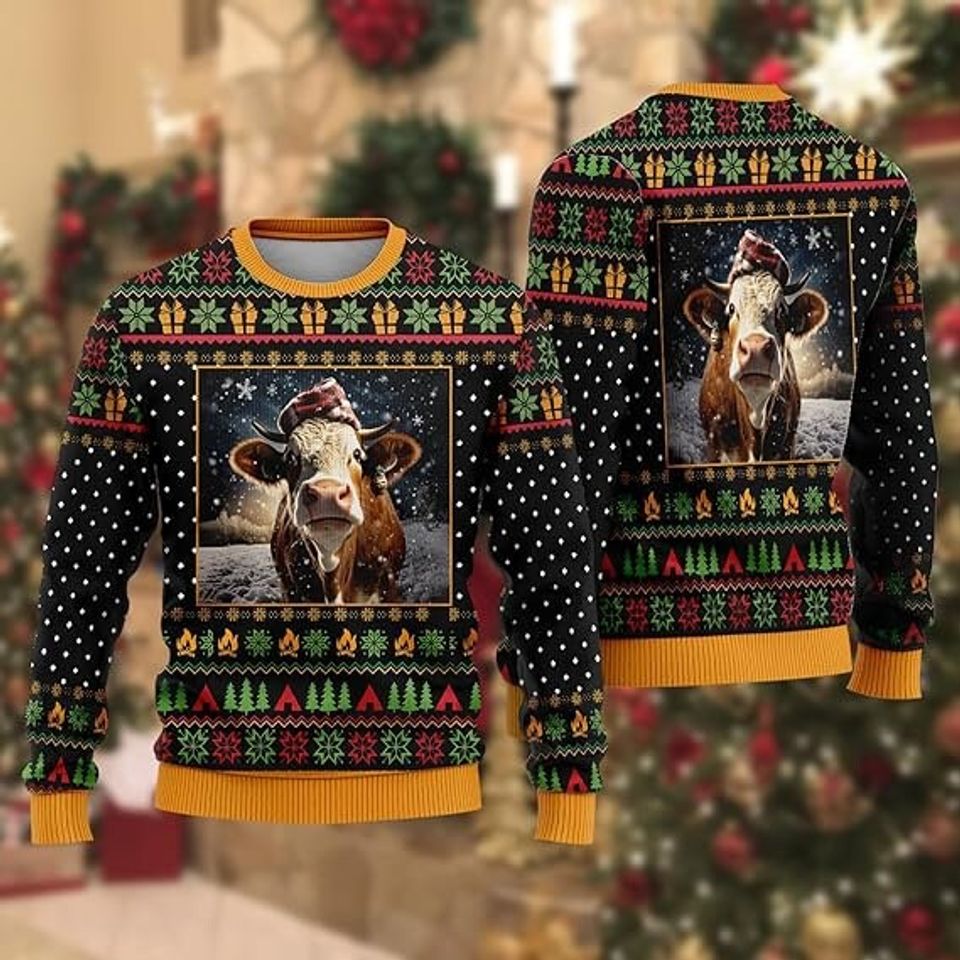 Cow Lovers Ugly Christmas Sweaters - Cattle Breeds Mens Sweater