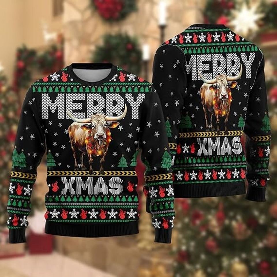 Cow Lovers Ugly Christmas Sweaters - Cattle Breeds Mens Sweater