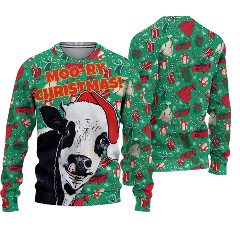 Cow Moo-ry Christmas Ugly Christmas Sweater