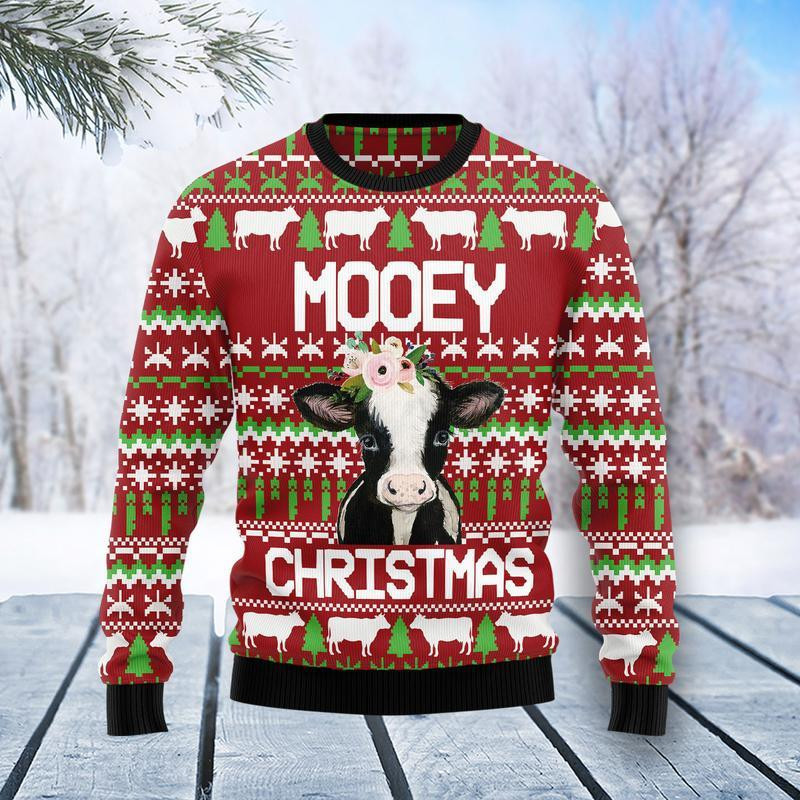 Cow Mooey Christmas Ugly Christmas Sweater Adult 3D Funny Matching for family