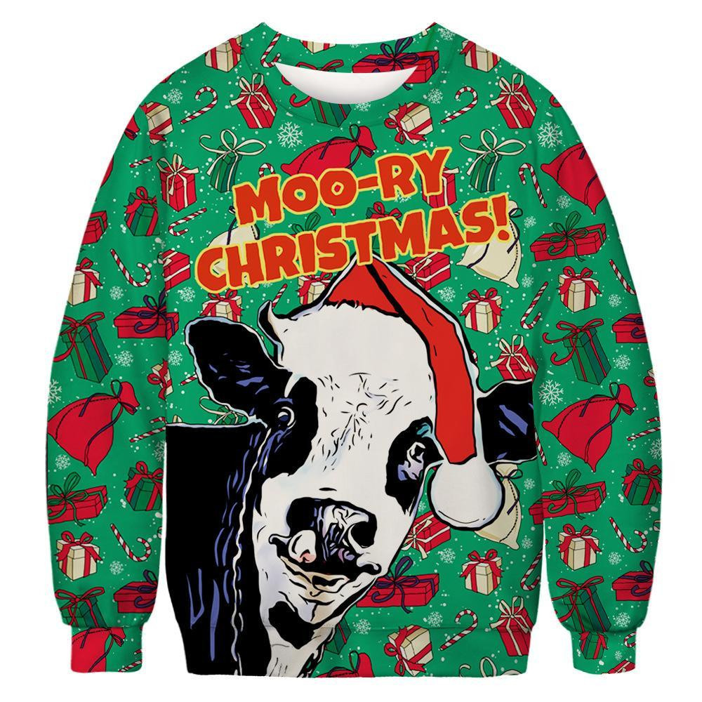 Cow Moory Christmas Ugly Christmas Sweater Adult 3D Funny Matching for family