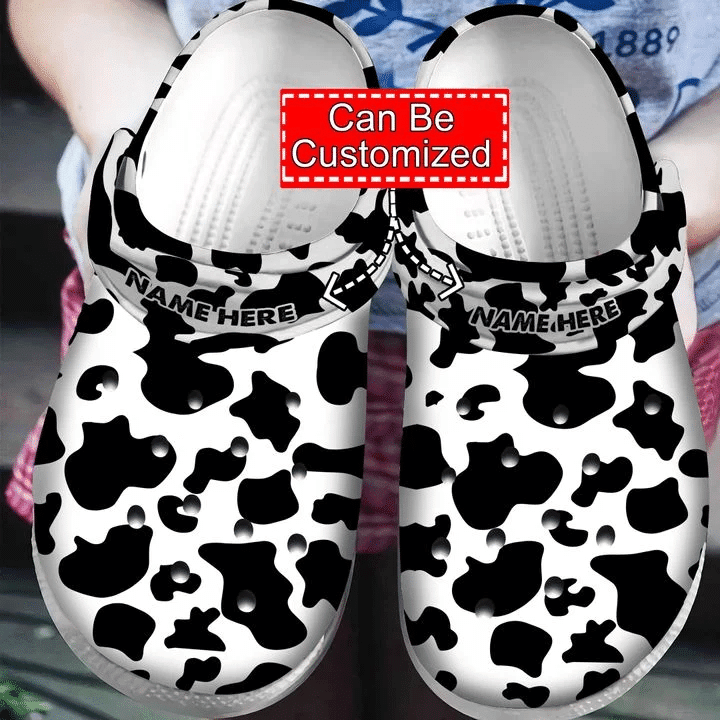 Cow Pattern Skin Dairy Farmer Cattle Lovers For Men And Women Rubber clog Shoes Comfy Footwear