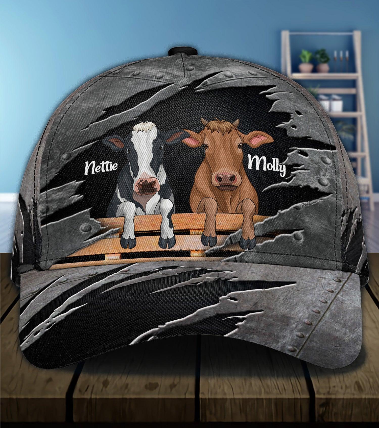 Cow Personalized Classic Cap, Personalized Gift for Farmers, Cow Lovers, Chicken Lovers Trucker Hats Custom Hats Gifts For Men & Women