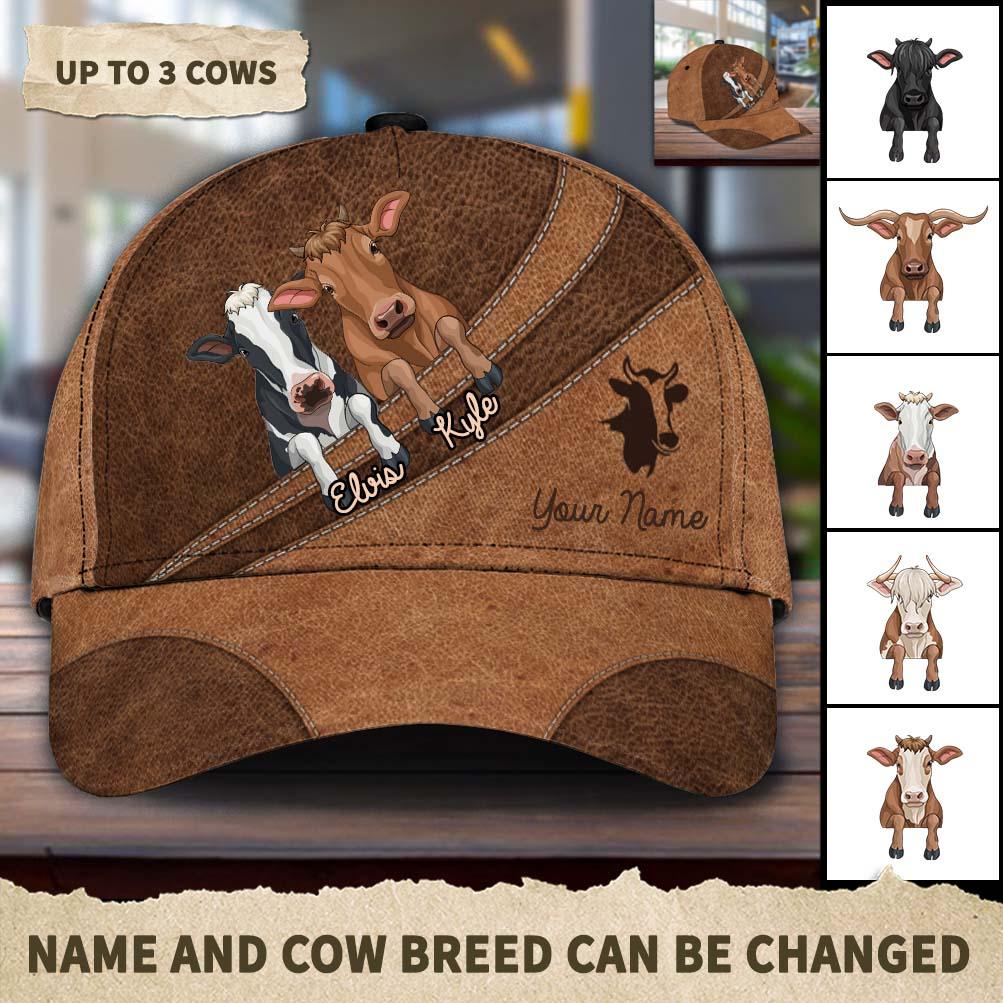 Cow Personalized Classic Cap, Personalized Gift for Farmers, Cow Lovers, Chicken Lovers Trucker Hats Custom Hats Gifts For Men & Women