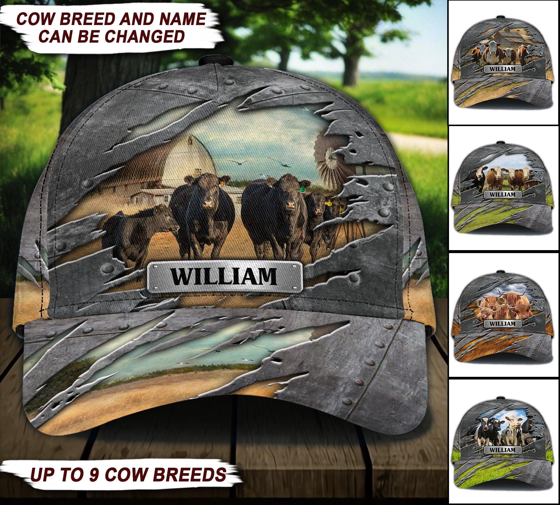 Cow Personalized Classic Cap, Personalized Gift for Farmers, Cow Lovers, Chicken Lovers Trucker Hats Custom Hats Gifts For Men & Women
