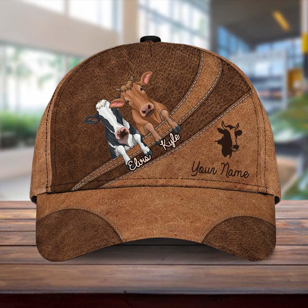 Cow Personalized Classic Cap, Personalized Gift for Farmers, Cow Lovers, Chicken Lovers Trucker Hats Custom Hats Gifts For Men & Women