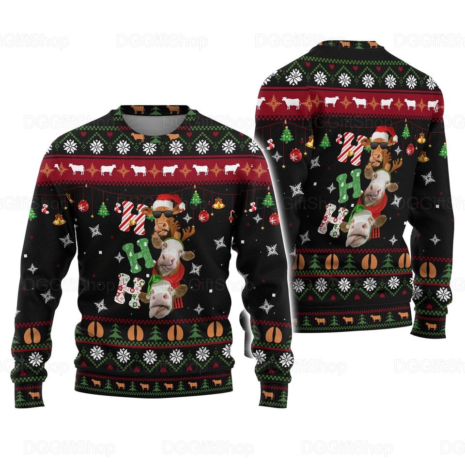 Cow Print Ugly Christmas Sweater for Women