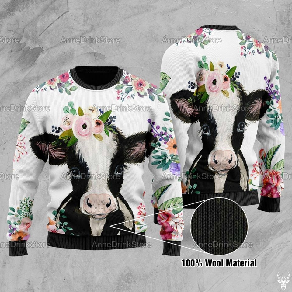 Cow Sweater, Heifer All Over Print Sweater, Farm Life, 3D Unisex Sweater