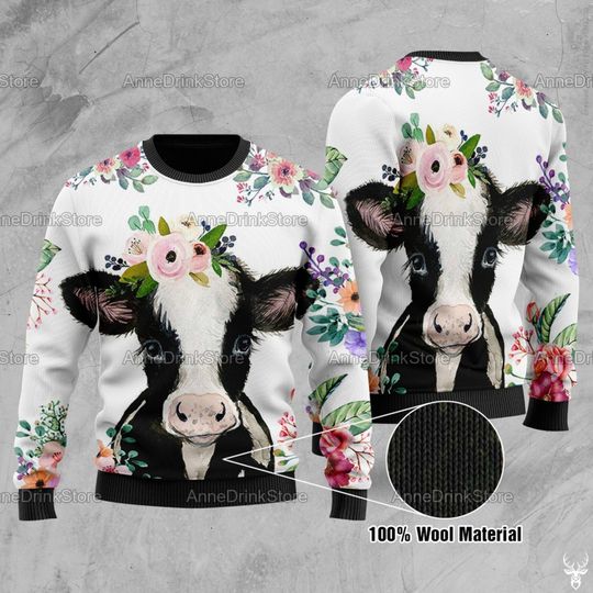 Cow Sweater, Heifer All Over Print Sweater, Farm Life, 3D Unisex Sweater - Image 3