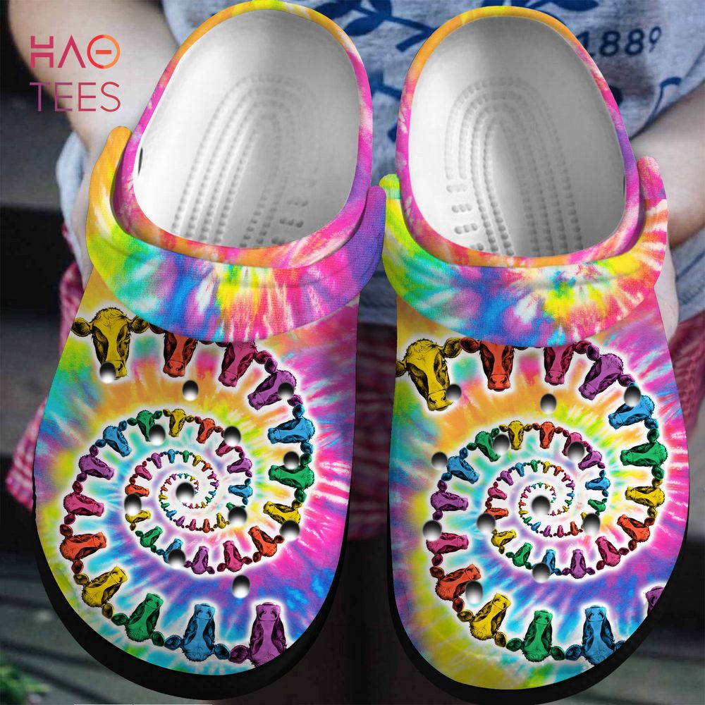 Cow Tie Dye Animal Crocs Crocband Clogs Shoes Comfortable For Men Women and Kids