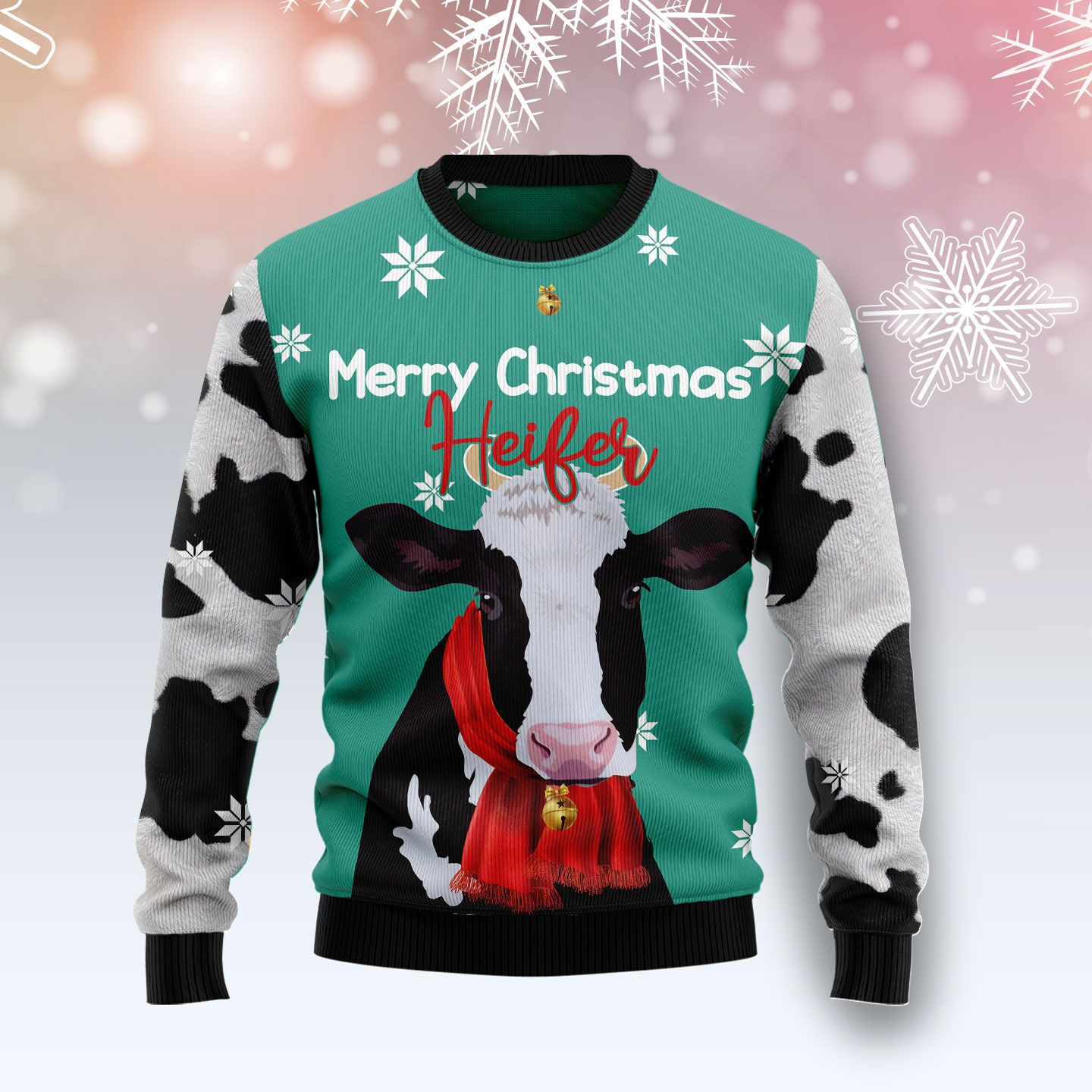 Cow Ugly Christmas Sweater Adult 3D Funny Matching for family