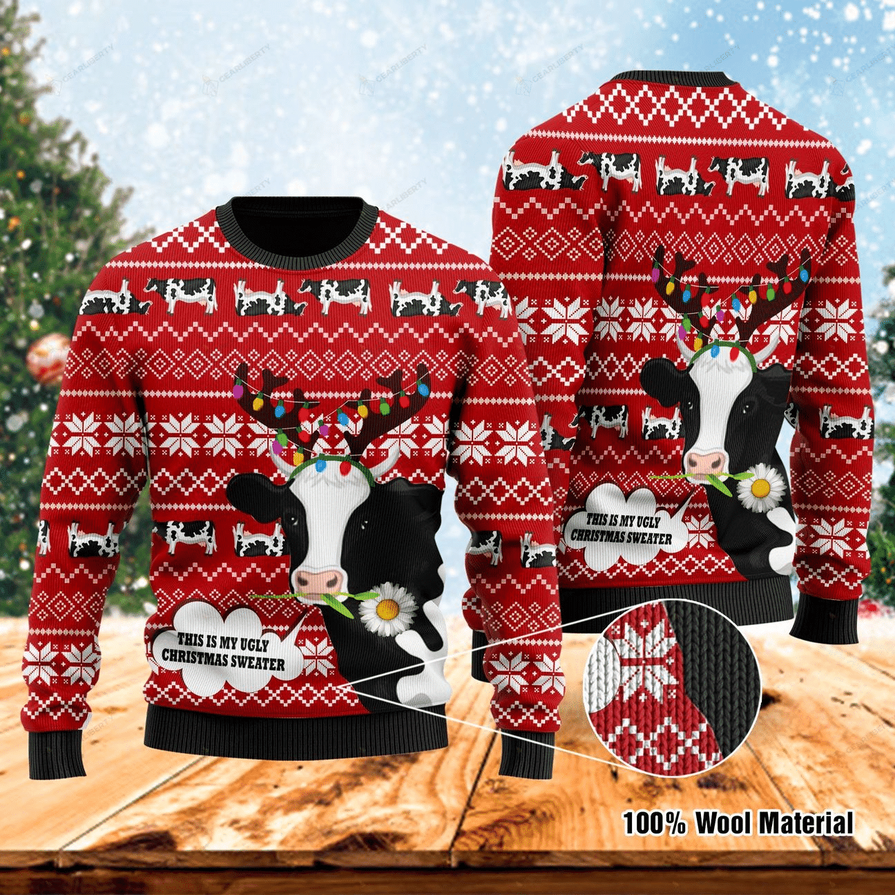 Cow Ugly Christmas Sweater Adult 3D Funny Matching for family