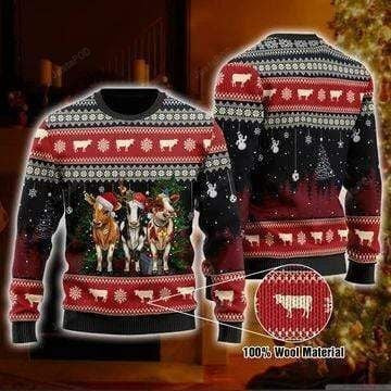 Cow Ugly Christmas Sweater Adult 3D Funny Matching for family