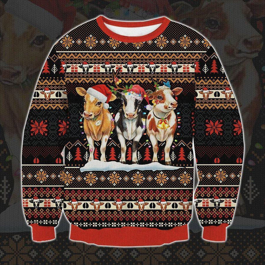 Cow Ugly Christmas Sweater Adult 3D Funny Matching for family