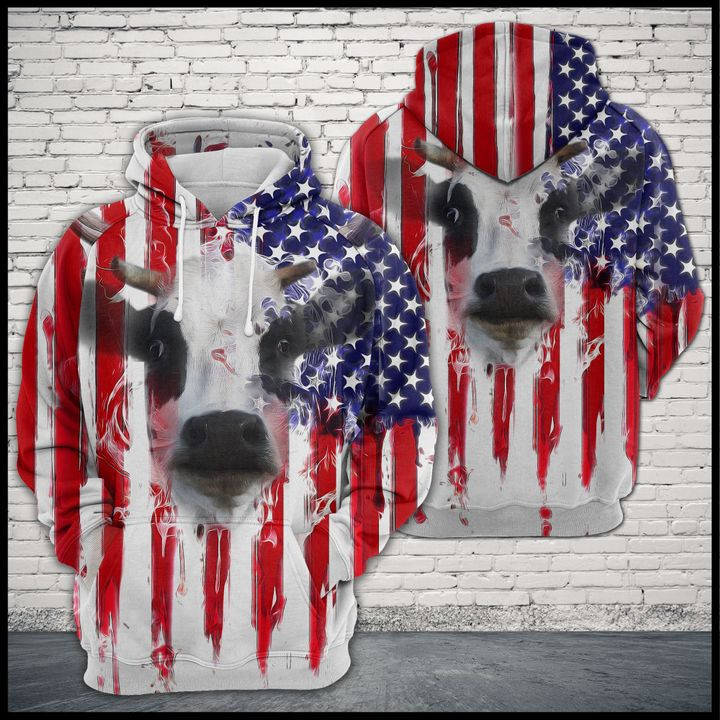 Cow Usa Flag 3D All Over Print Hoodie, Zip Hoodie