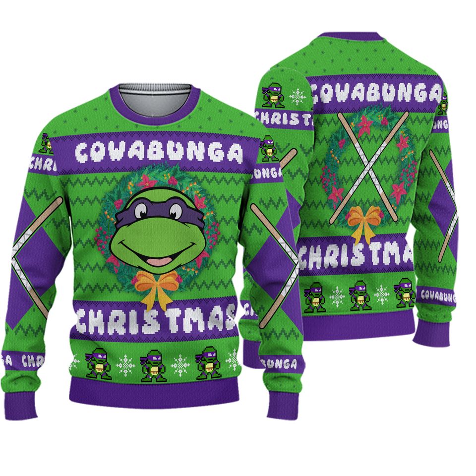 Cowabunga Donatello Christmas Teenage Mutant Ninja Turtles Ugly Christmas Sweater