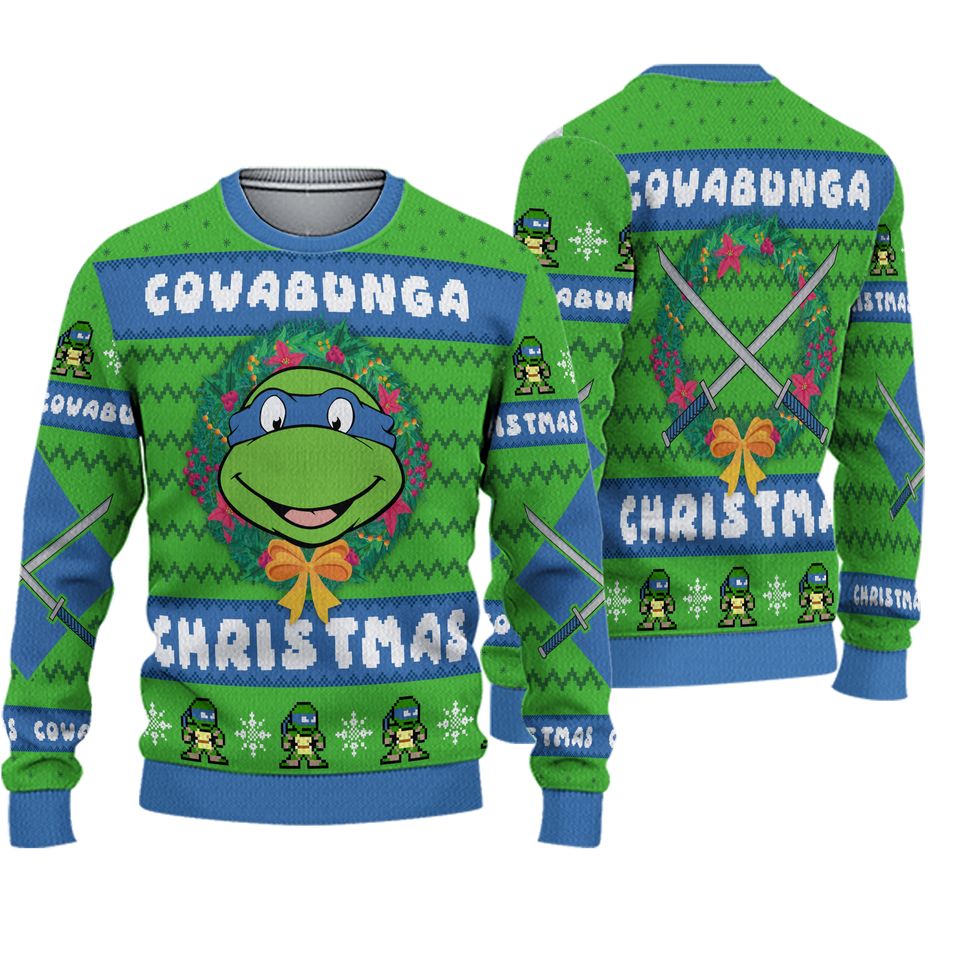 Cowabunga Leonardo Christmas Teenage Mutant Ninja Turtles Ugly Christmas Sweater