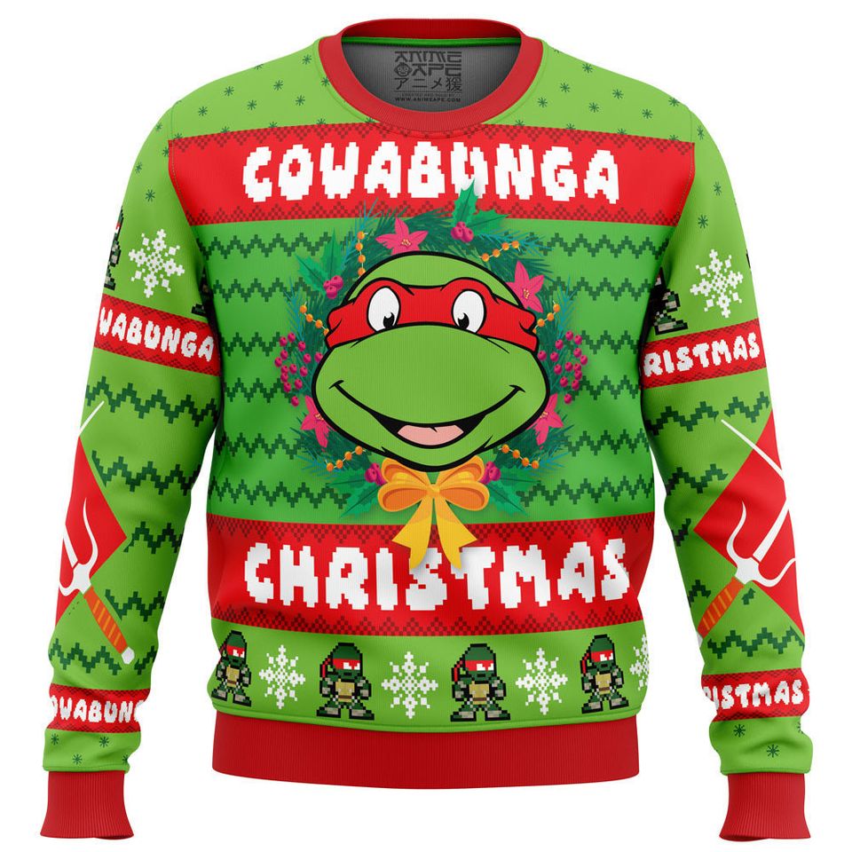 Cowabunga Raphael Christmas TMNT Ugly Sweater - Fun Holiday Wear