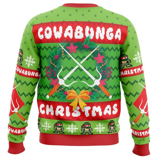 Cowabunga Raphael Christmas TMNT Ugly Sweater - Fun Holiday Wear - Image 4