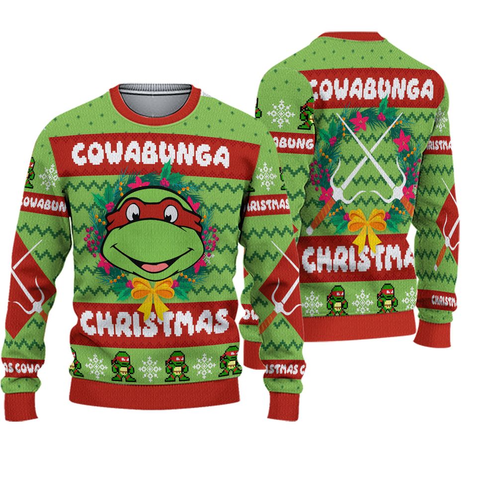 Cowabunga Raphael TMNT Ugly Christmas Sweater