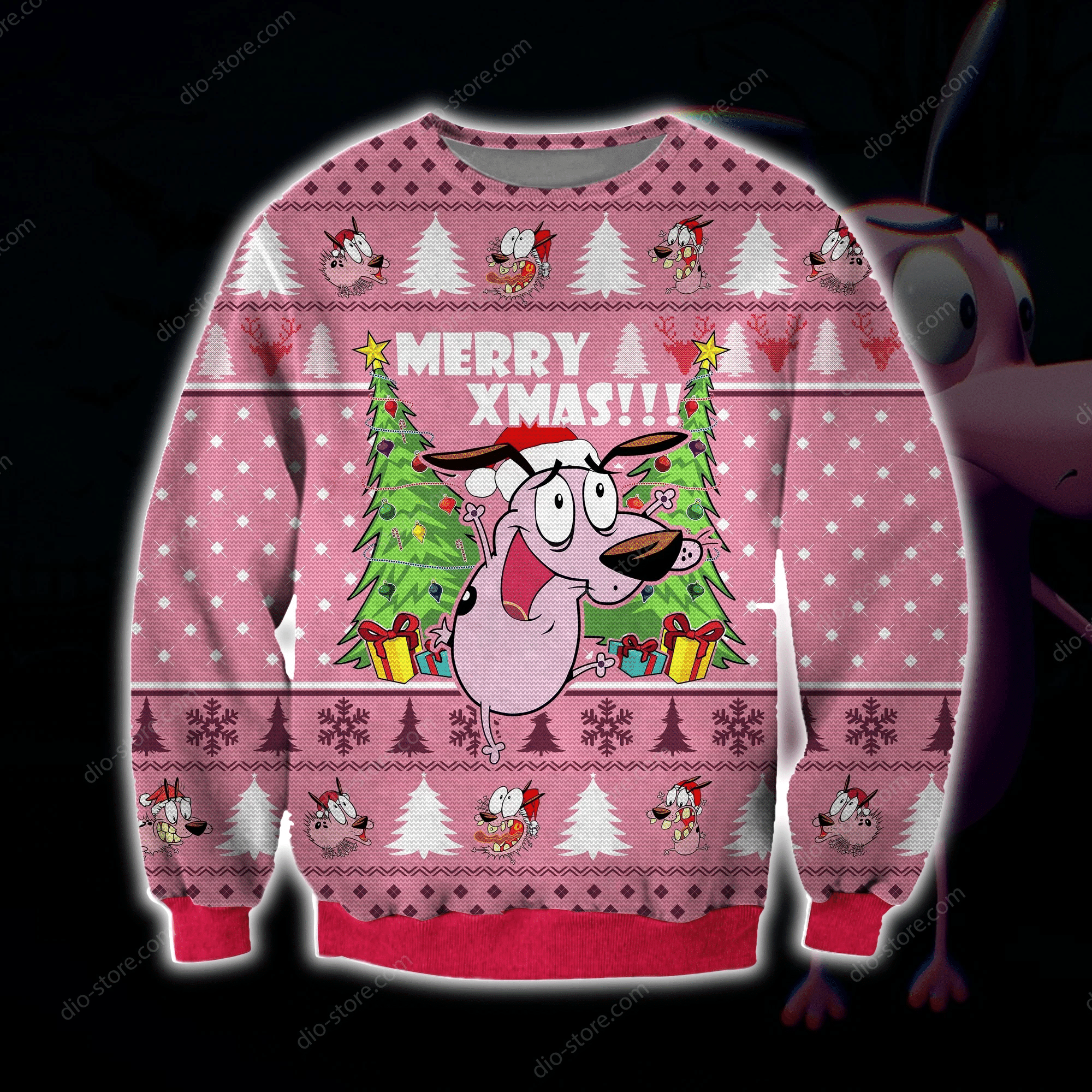 Cowardly Dog 3D Knitting Pattern 3D Print Ugly Christmas Sweater Adult 3D Funny Matching for family