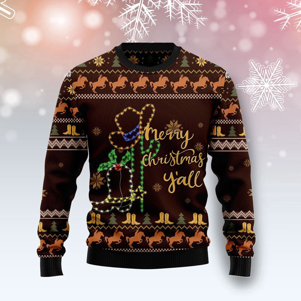 Cowboy Boots Christmas Ugly Christmas Sweater Gift For Christmas