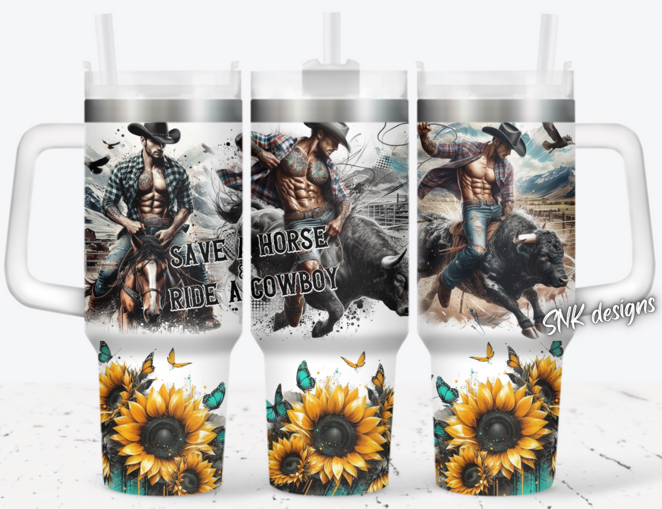 Cowboy Sunflower Custom Stanley Cup 40 oz 30 oz Tumbler With HandleTVC2301705