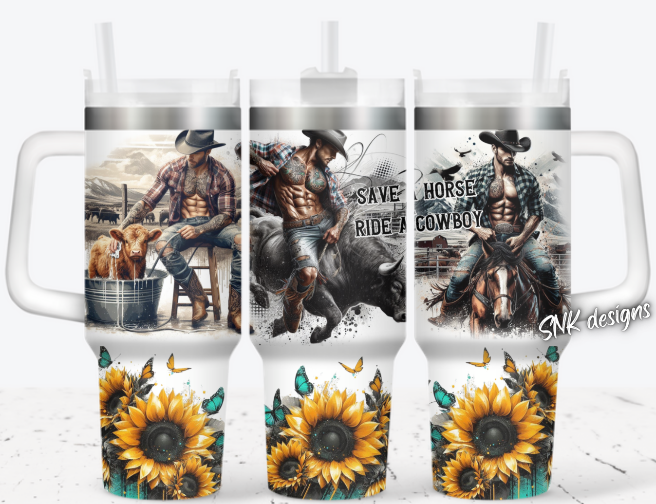 Cowboy Sunflower Custom Stanley Cup 40 oz 30 oz Tumbler With HandleTVC2301705