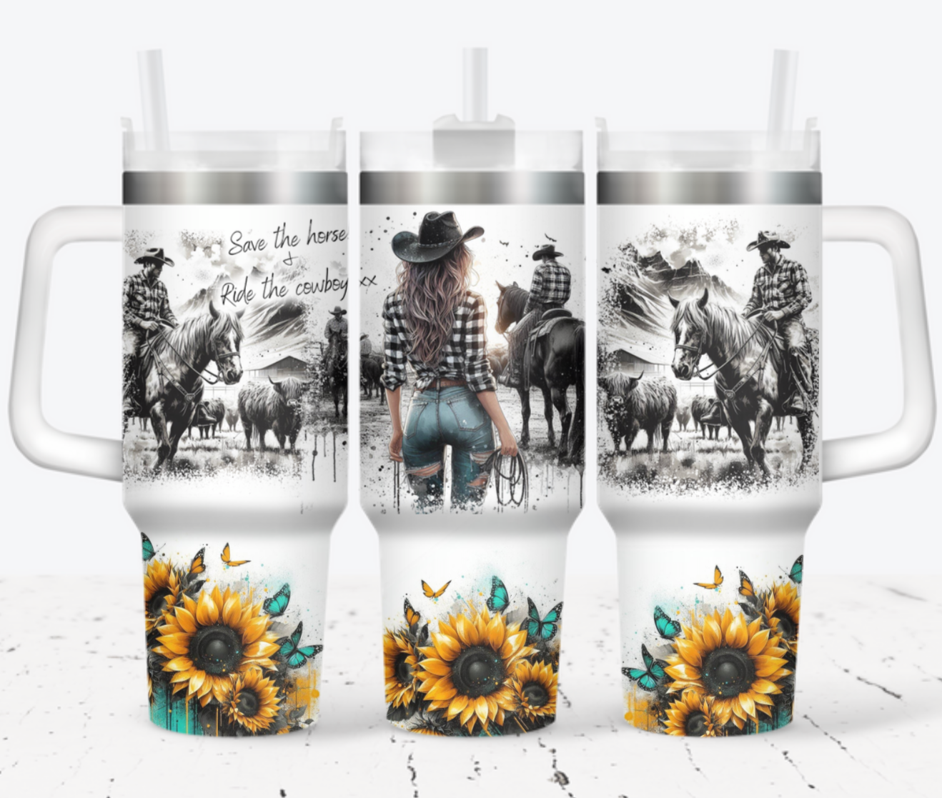 Cowboy Sunflower Custom Stanley Cup 40 oz 30 oz Tumbler With HandleTVC2301705