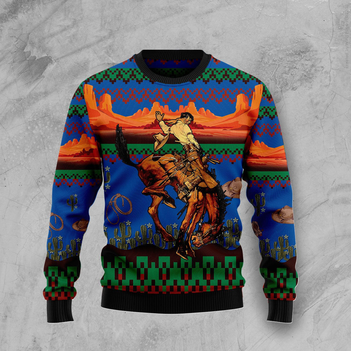 Cowboy Ugly Christmas Sweater Adult 3D Funny Matching for family