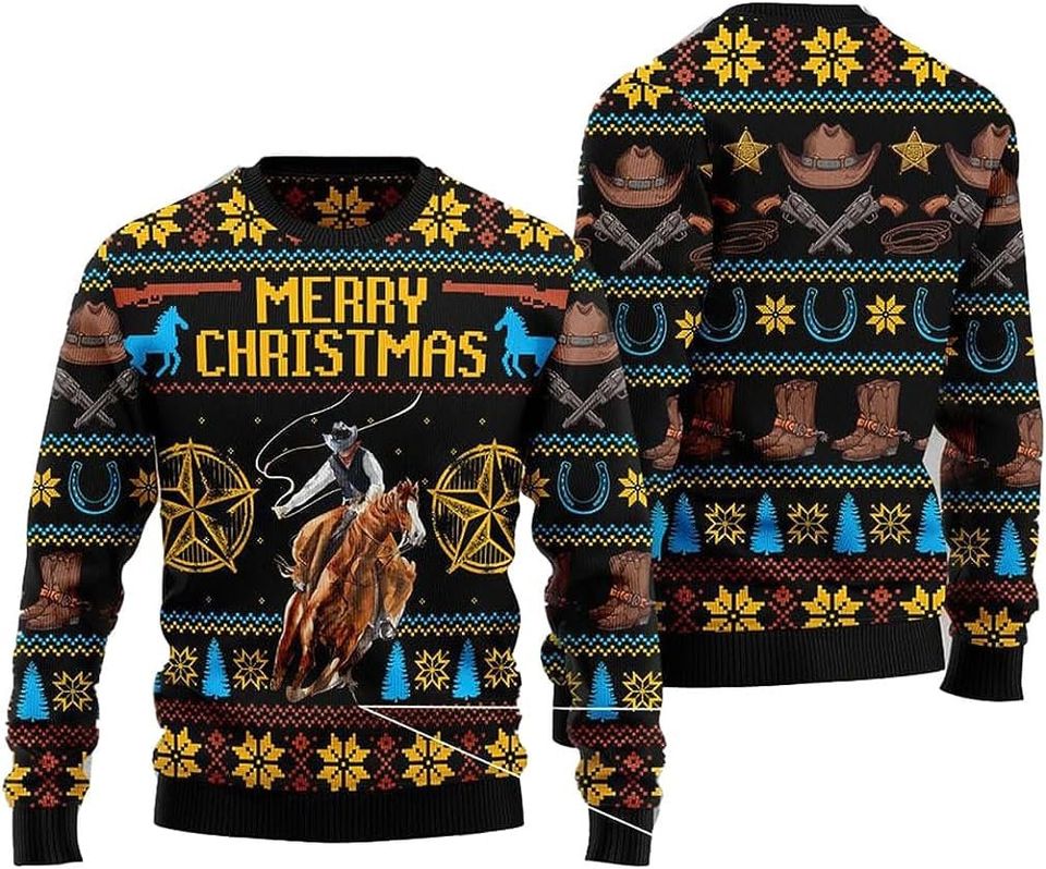 Cowboy Ugly Sweatshirt Christmas Ugly Sweater