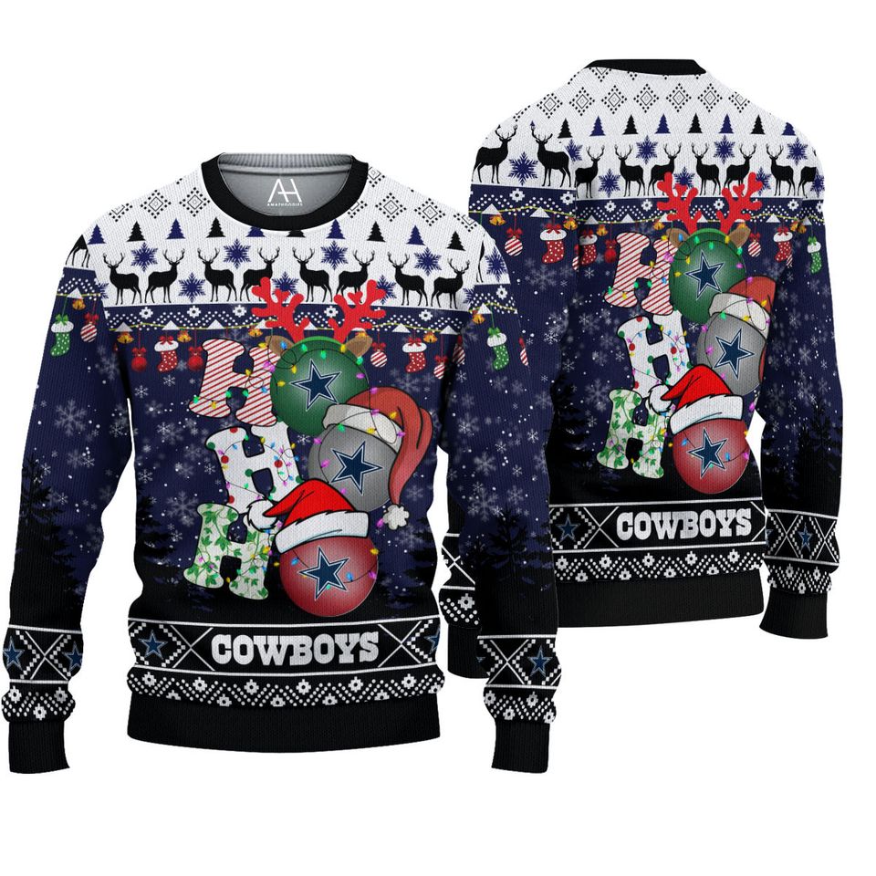 Cowboys Grin Football Christmas Ugly Sweater Sweatshirt