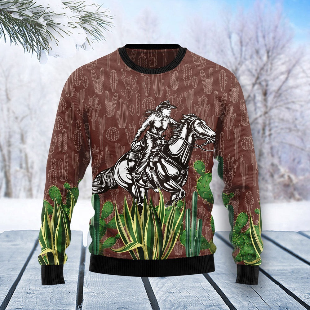 Cowgirl Cactus Unisex Womens Mens Couples Matching Ugly Christmas Holiday Sweater Gifts Gift For Christmas