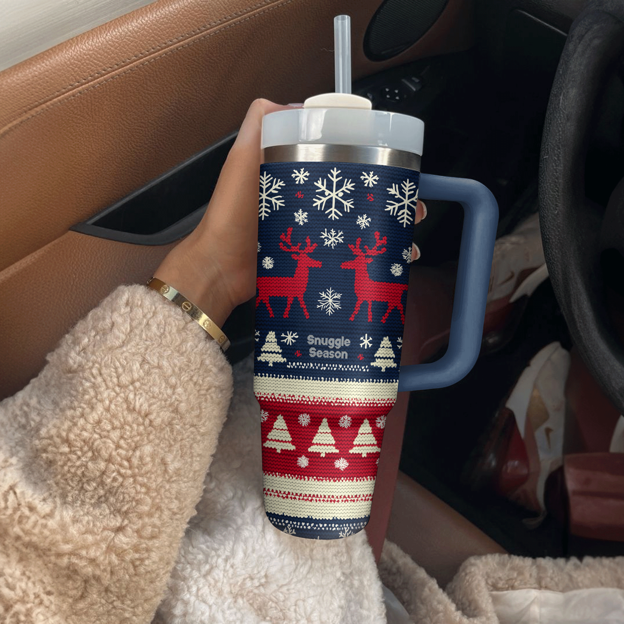 Cozy Christmas Knit Custom Stanley Cup 40 oz 30 oz Tumbler With HandleTVC2301500 - Image 2