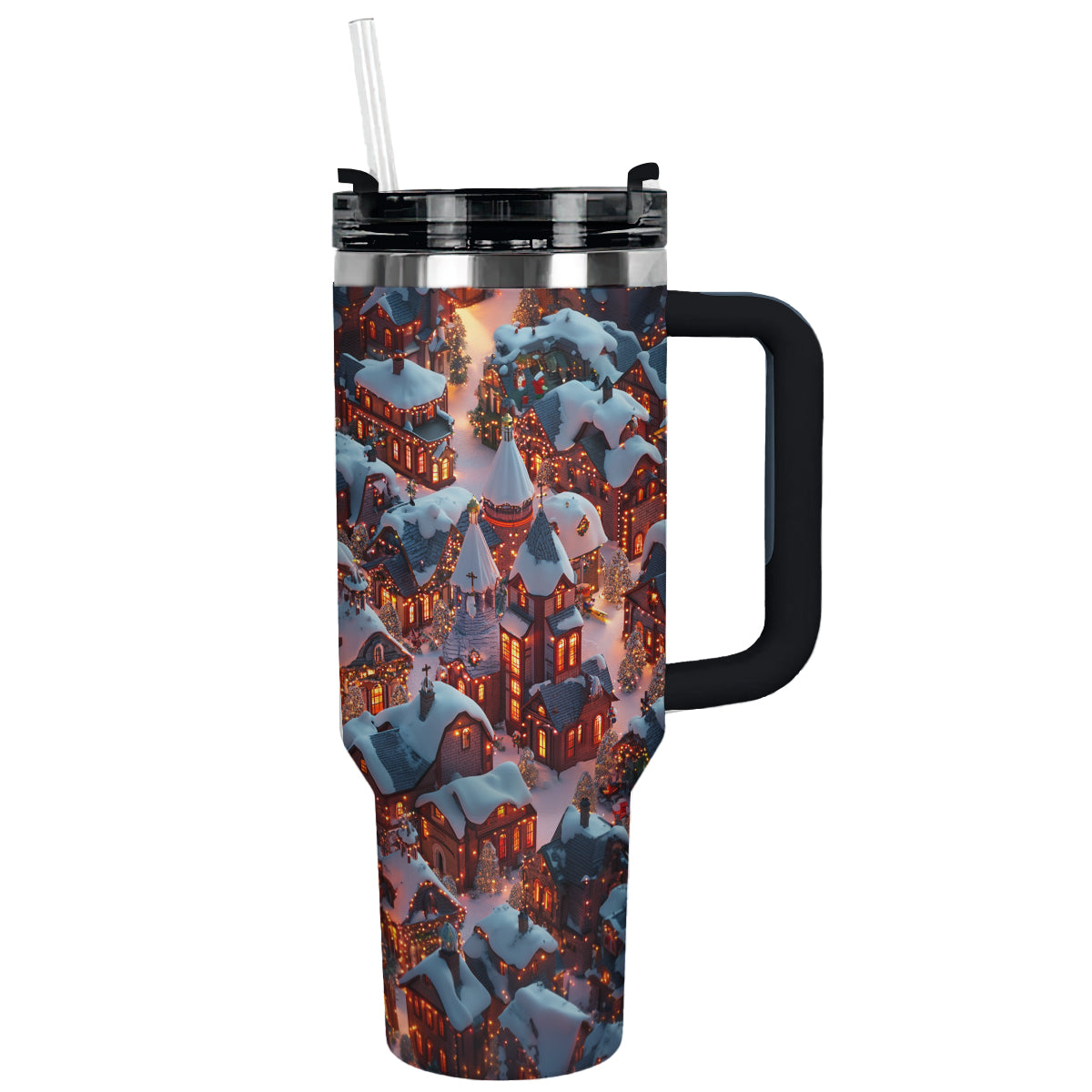 Cozy Christmas Village Night Custom Stanley Cup 40 oz 30 oz Tumbler With HandleTVC2301500