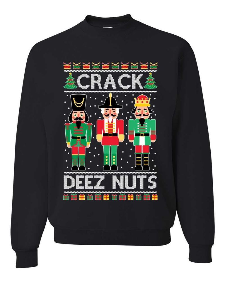 Crack Deez Nuts Meme Ugly Christmas Sweater