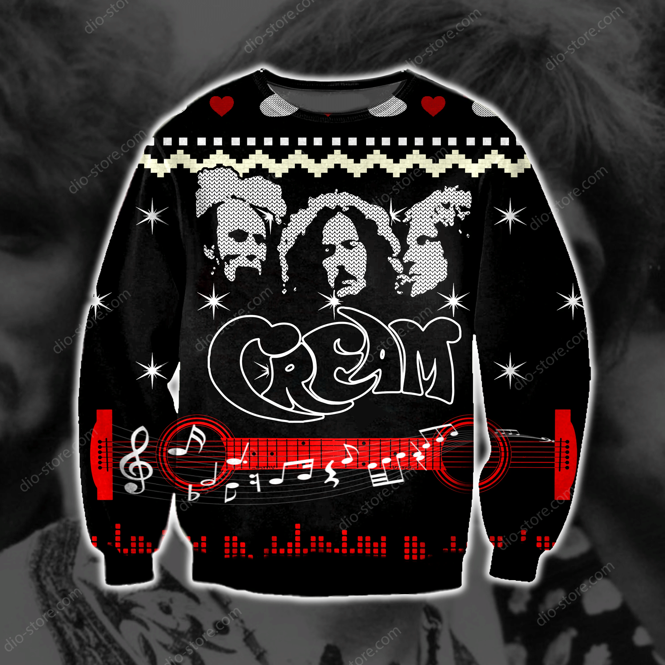 Cream Band Knitting Pattern 3D Print Ugly Christmas Sweater Adult 3D Funny Matching for family