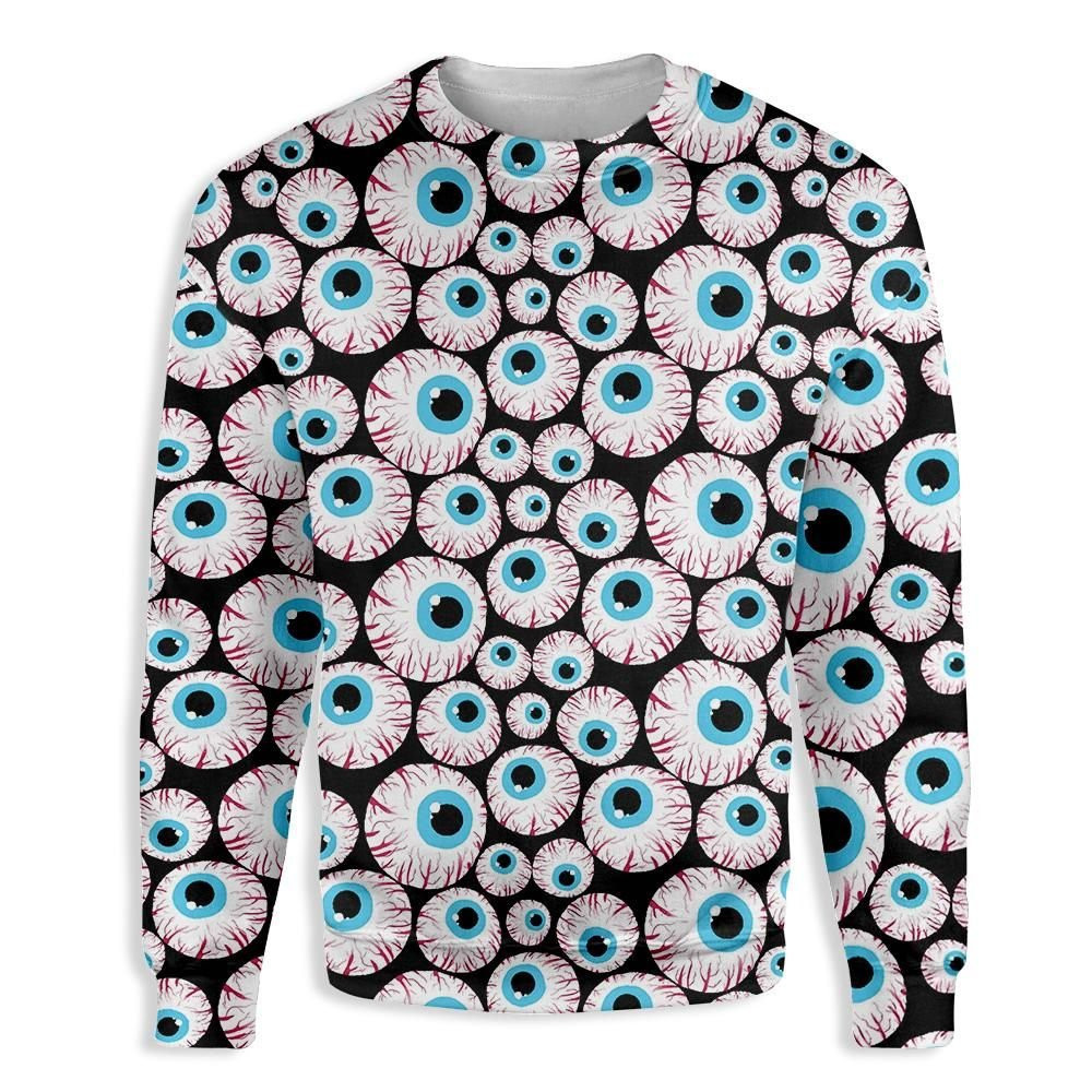 Creepy Eyeballs Halloween Ugly Christmas Sweater Adult 3D Funny Matching for family