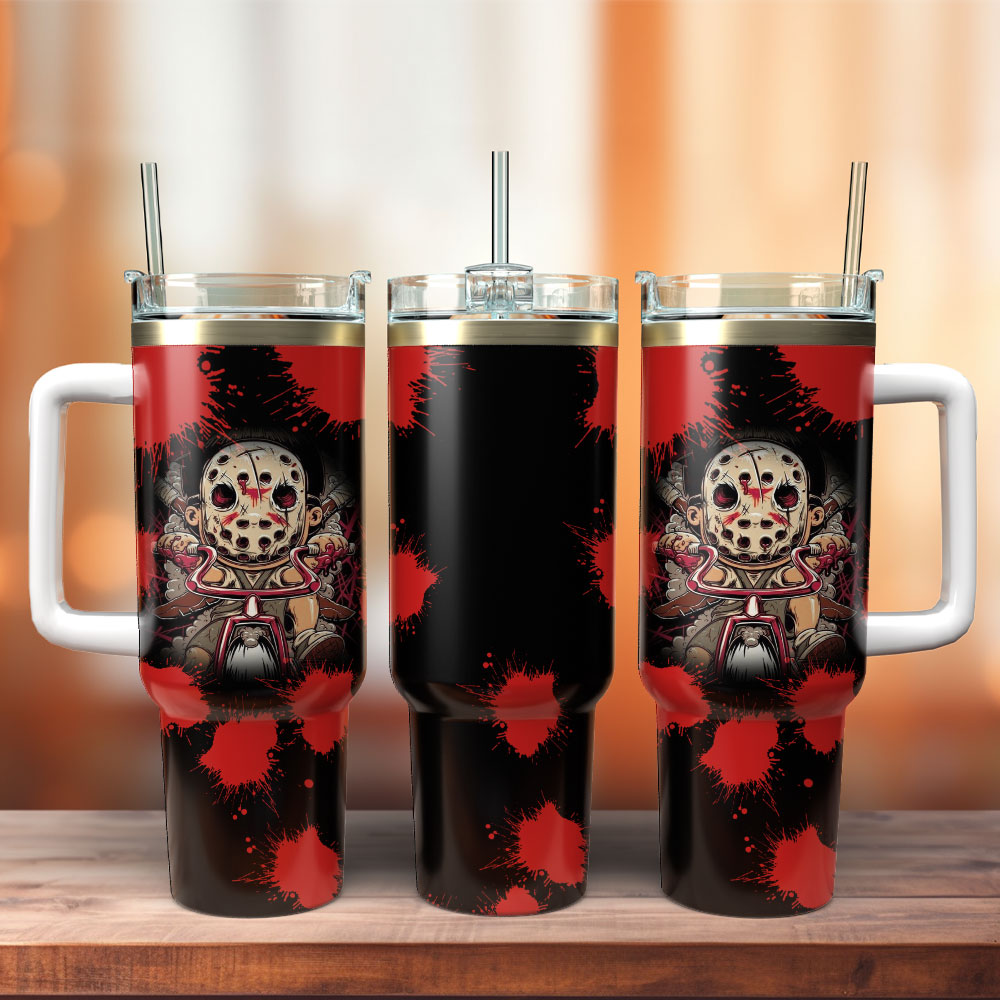 Creepy Jason Chibi Friday The 13th Cartoon Custom Stanley Cup 40 oz 30 oz Tumbler With HandleTVC2301247