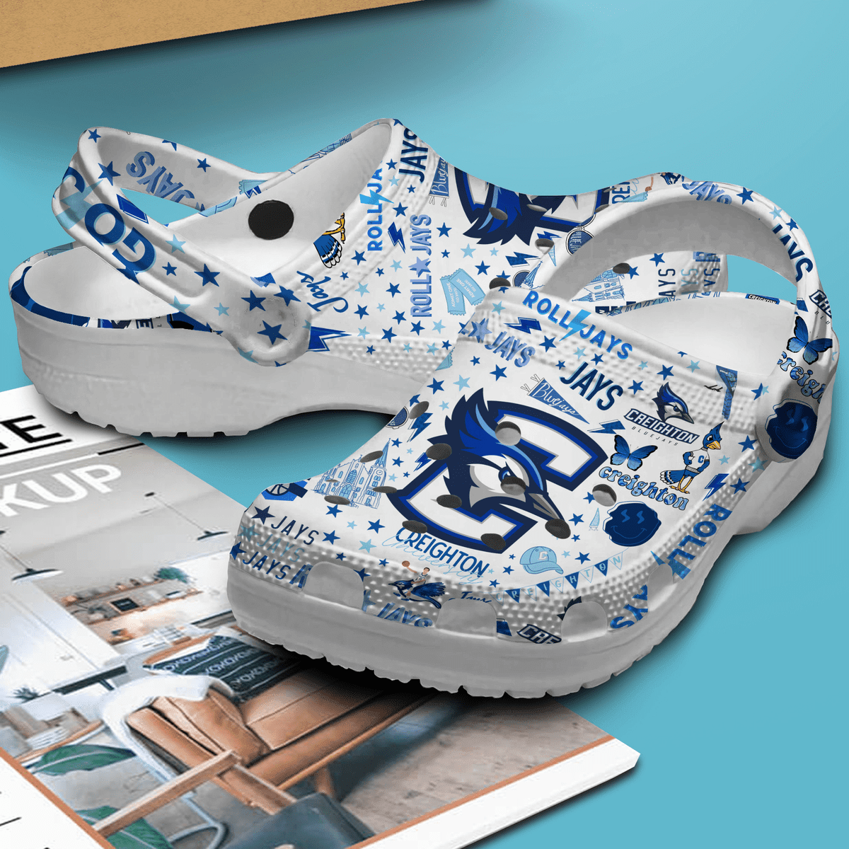 Creighton Bluejays NCAA Sport Crocs Crocband Clogs Shoes Comfortable For Men Women and Kids - Image 3