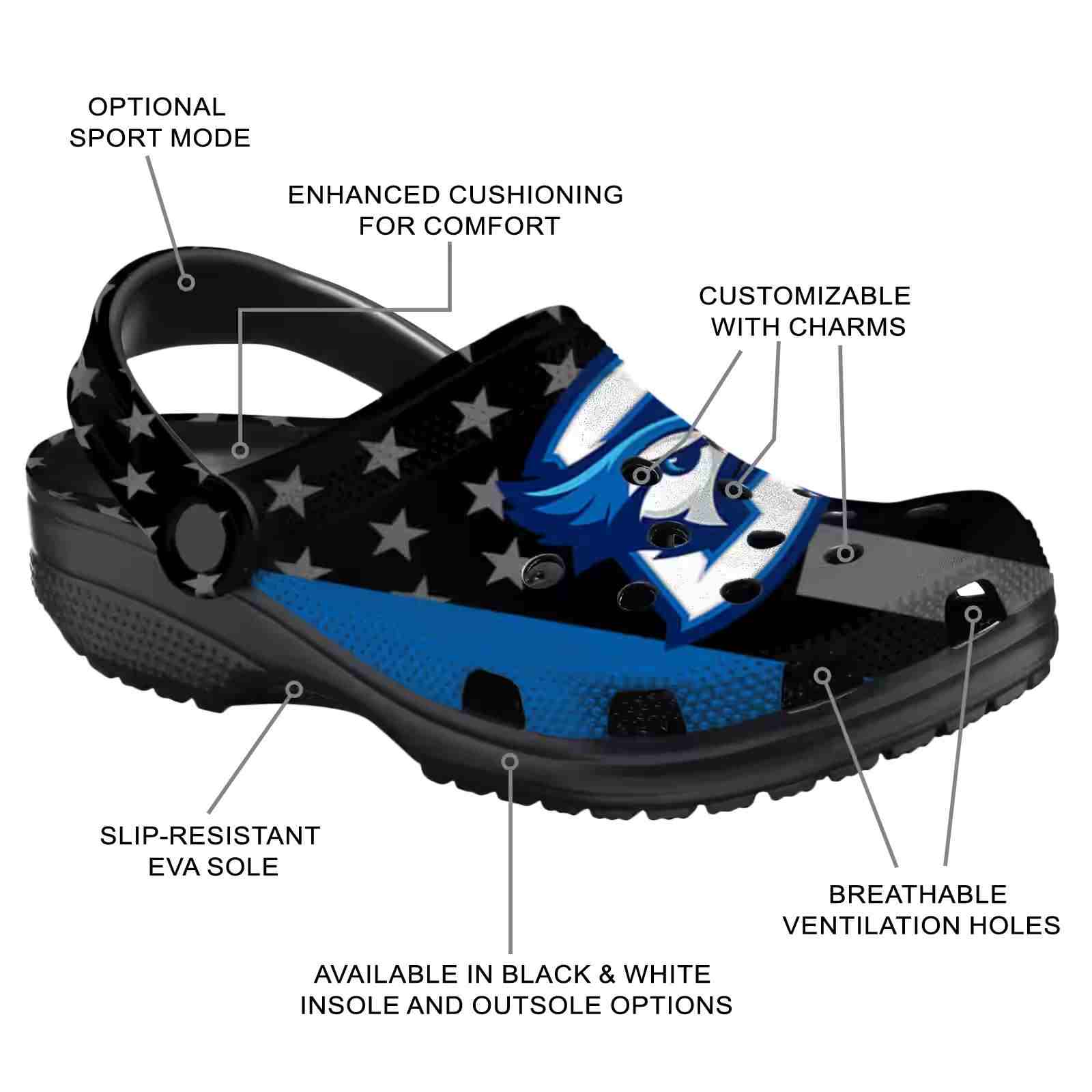 Creighton Bluejays Stellar Stripes Theme ClogTVC1801780 - Image 5